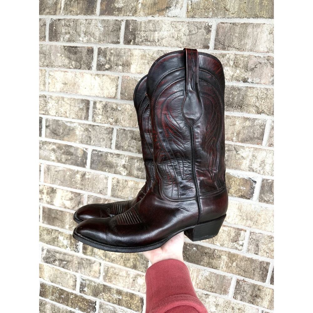 LUCCHESE - TO STANLEY Black Cherry Burgundy Side Zip Sz 12D